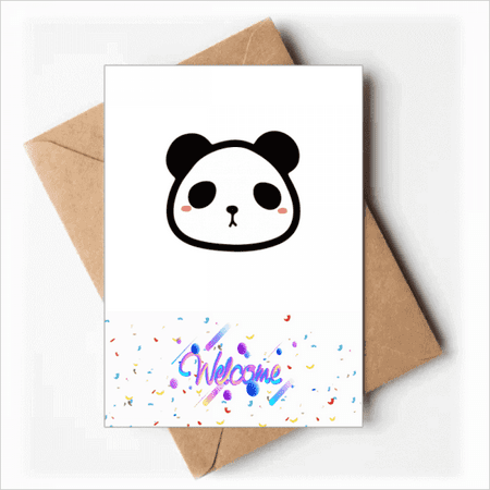 Animal Panda Round Plush Lovely Cat Welcome Back Greeting Cards Envelopes Blank
