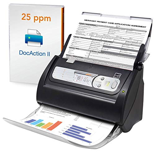 Escáner de documentos de escritorio Plustek PS186 con alimentador automático de documentos (ADF) de 50 páginas. Compatible con Windows 7/8/10/11 (solo Intel/AMD).