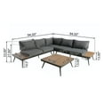 thumbnail image 6 of Noble House Norfolk 4 Piece Outdoor Wood and Aluminum Sofa Set in Natural, 6 of 14