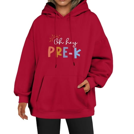 

WUDATI Bruh We Back Funny T-Shirt Back to School Teacher Hoodie Casual Long Sleeve Pullover Gift Sweatshirt for Daily Wear Fall Winter Outfits Classroom Home Street