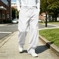 thumbnail image 2 of Men's Casual Baggy Sweatpants Wide Leg Golf Travel Pants Streetwear Joggers with Back Pockets Size 3XL White, 2 of 9