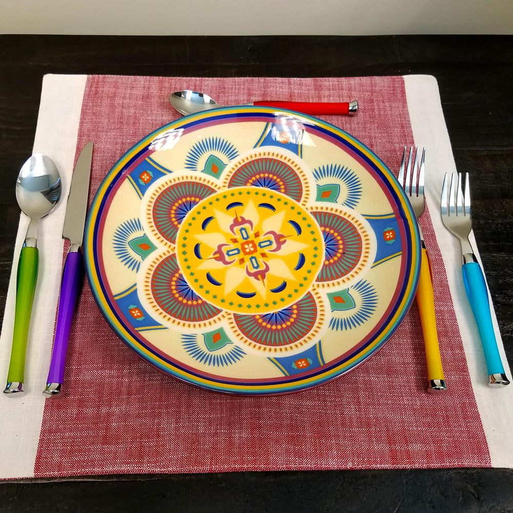 Gibson Santoro 20pc Colorful Stainless Steel Flatware Set w/Hanging Storage Rack