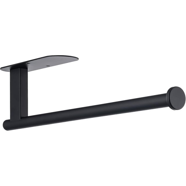Soporte para toallas de papel de acero inoxidable S304, resistente a la flexión, autoadhesivo o montaje con taladro (negro)