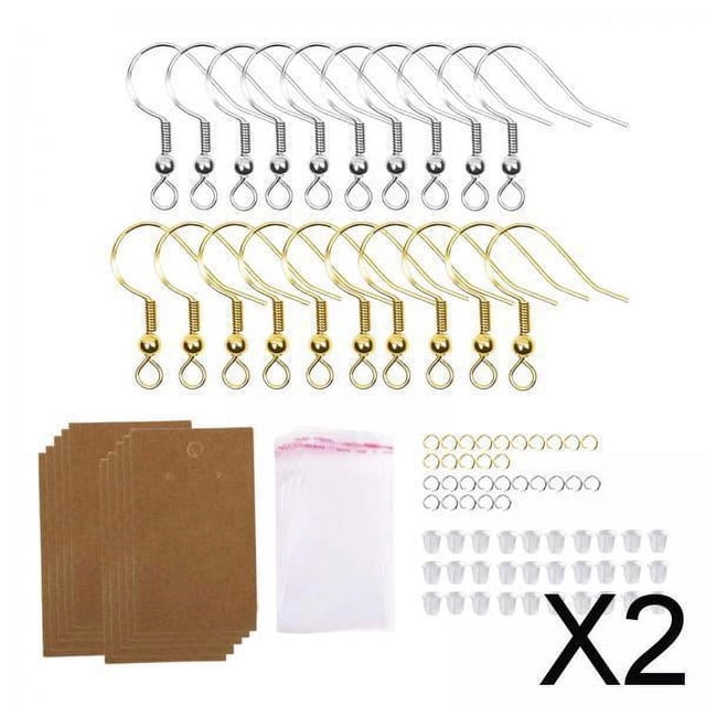 2xJewelry Pendientes Gancho Accesorios DIY Oído Alambres Gancho De Pescado Con Pendientes Traseros 2 piezas