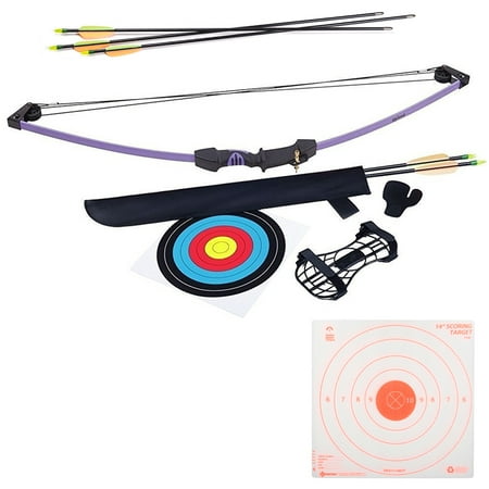 Crosman Archery Upland Purple Compound Bow Kit, 5ct Arrows plus 3pk Visible Impact