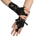 thumbnail image 1 of WEAIXIMIUNG Gants Légers pour Femmes Gants Courts en Dentelle Brodée Gants Sans Doigts en Dentelle Gants pour Thé pour Opéra Bal Mascarade Gants de Robe de Soirée, 1 of 7
