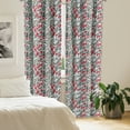 thumbnail image 2 of Ambesonne Retro Curtains, Colored Boho Flowers Leaf, Pair of 28"x95", Grey and Hot Pink, 2 of 5