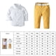 thumbnail image 2 of Qarigey Conjunto de pantalones y camisa de manga larga con botones para niños de primavera y otoño, cinturón con pajarita para banquete, conjuntos de ropa 100cm, 2 of 6