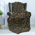 thumbnail image 4 of Leaves Soft Flannel Fleece Throw Blanket, Striped Leaf Graphics Various Shades Amusing Drawing Floating Pointing on Dark, Cozy Plush for Indoor and Outdoor Use, 50" x 70", Multicolor, by Ambesonne, 4 of 5