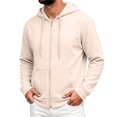 thumbnail image 2 of Qwertyu Zip Up Hoodie Men Long Sleeve Fleece Hooded Cardigan with Pocket Lightweight Loose Fit Athletic Jackets Khaki M, 2 of 6
