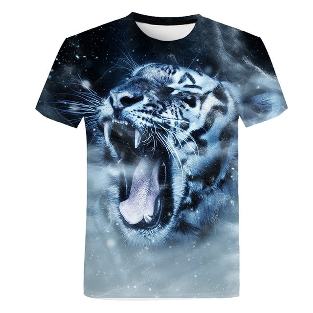 Verano moda 3D nueva camiseta de tigre niños divertido juego Casual camiseta niños niño niña ropa Cool dibujos animados camiseta Tops Tees Cute5T Gao Jinjia LED