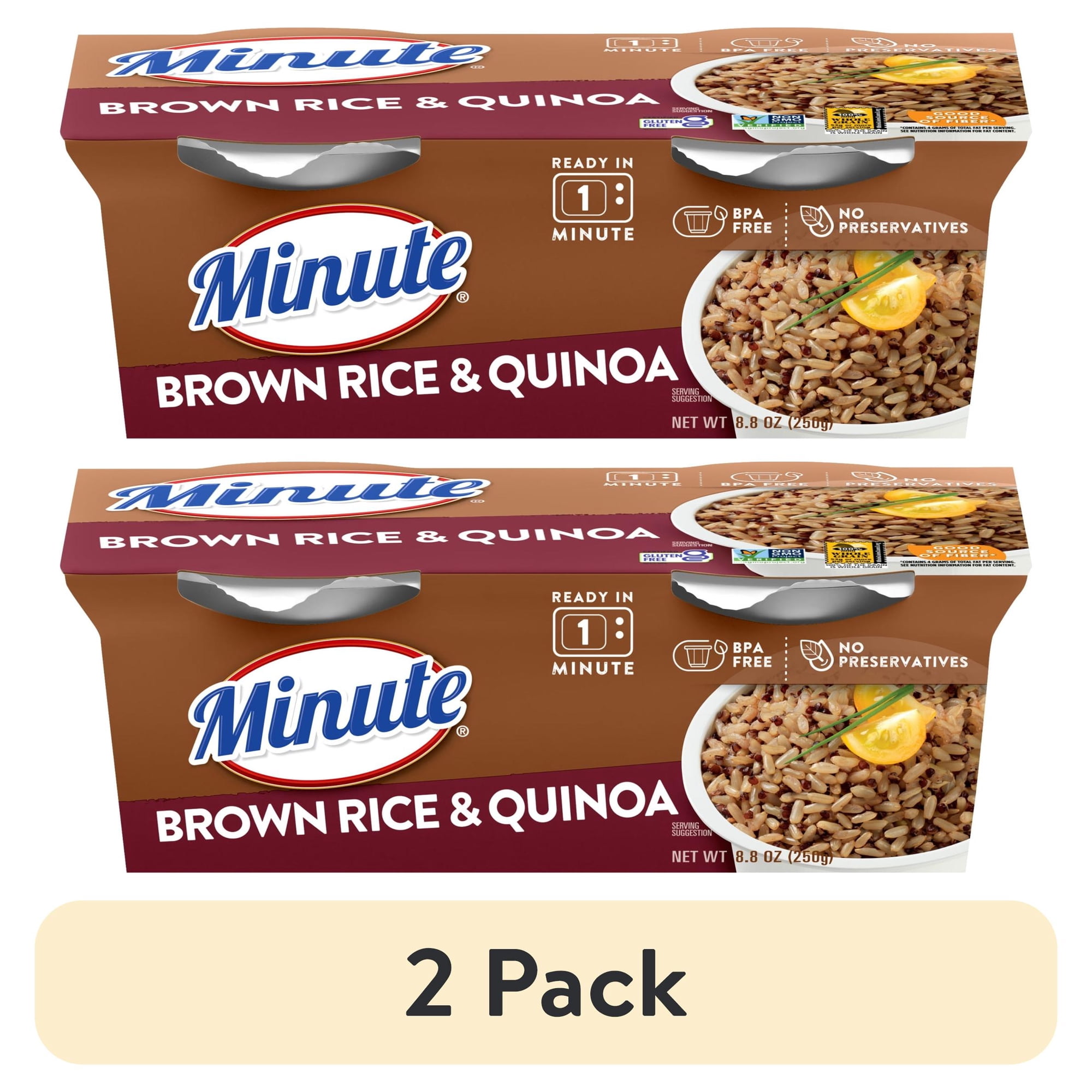 (2 pack) Minute Ready-to-Eat Brown Rice and Quinoa, Microwaveable Rice Cups, 4.4 oz, 2 Count
