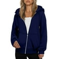 thumbnail image 2 of Lumtrix Womens Zip Up Hoodies 2025 Oversized Hoodie for Women Trendy Hooded Sweatshirts Fall Winter Zipper Y2k Jackets Dark Blue L, 2 of 4