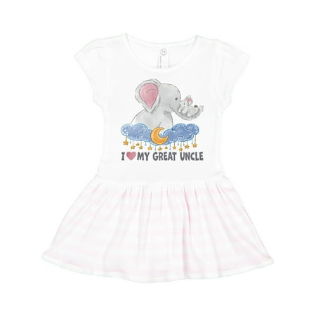 

Inktastic I Love My Great Uncle Cute Elephants with Moon and Stars Gift Toddler Girl Dress