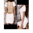 thumbnail image 2 of V22 Robe Décontractée à Manches Courtes Dos Nu Col en V Profond Sexy pour Cocktail m Blanc, 2 of 3