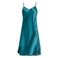 thumbnail image 2 of BESEW7 Summer Dresses for Women 2026, Satin V Neck Slim Fit Solid Color Casual Maxi Sundress, Soft Smooth Versatile Loungewear Green 4XL, 2 of 9
