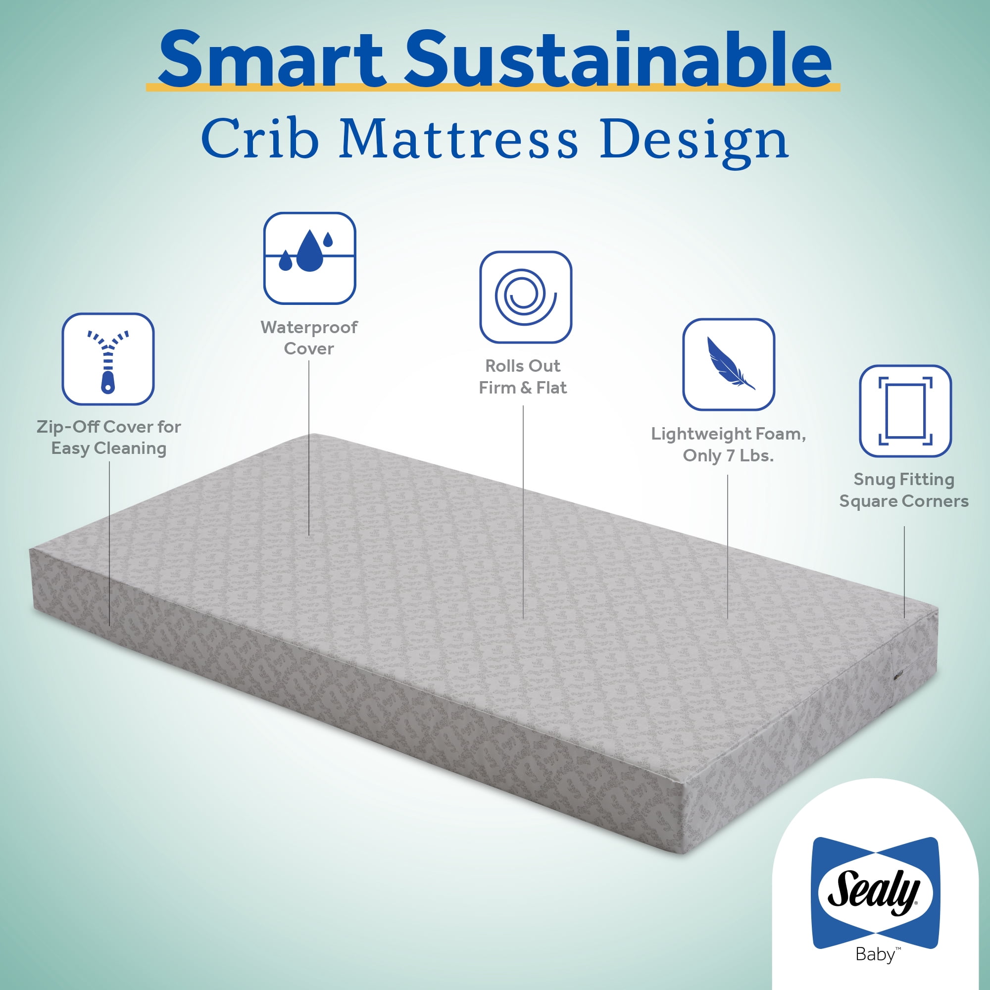 Sealy Butterfly Premium Firm Foam Crib Mattress with Waterproof Cover