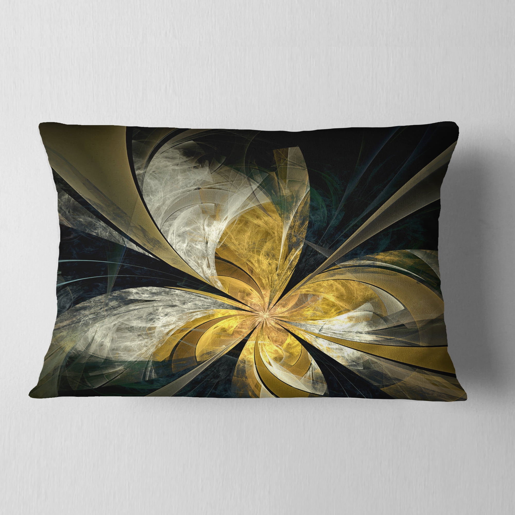 Designart 12" x 20" Contemporary, Modern Black Polyester Throw Pillow