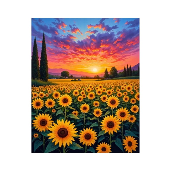 Paint by Numbers Kit for Adults, Sunflower Field Sunset View Paint by Numbers, Easy Paint by Numbers Kit for Adults Beginner, DIY Adult Paint by Number Kits on Canvas, Home Decor