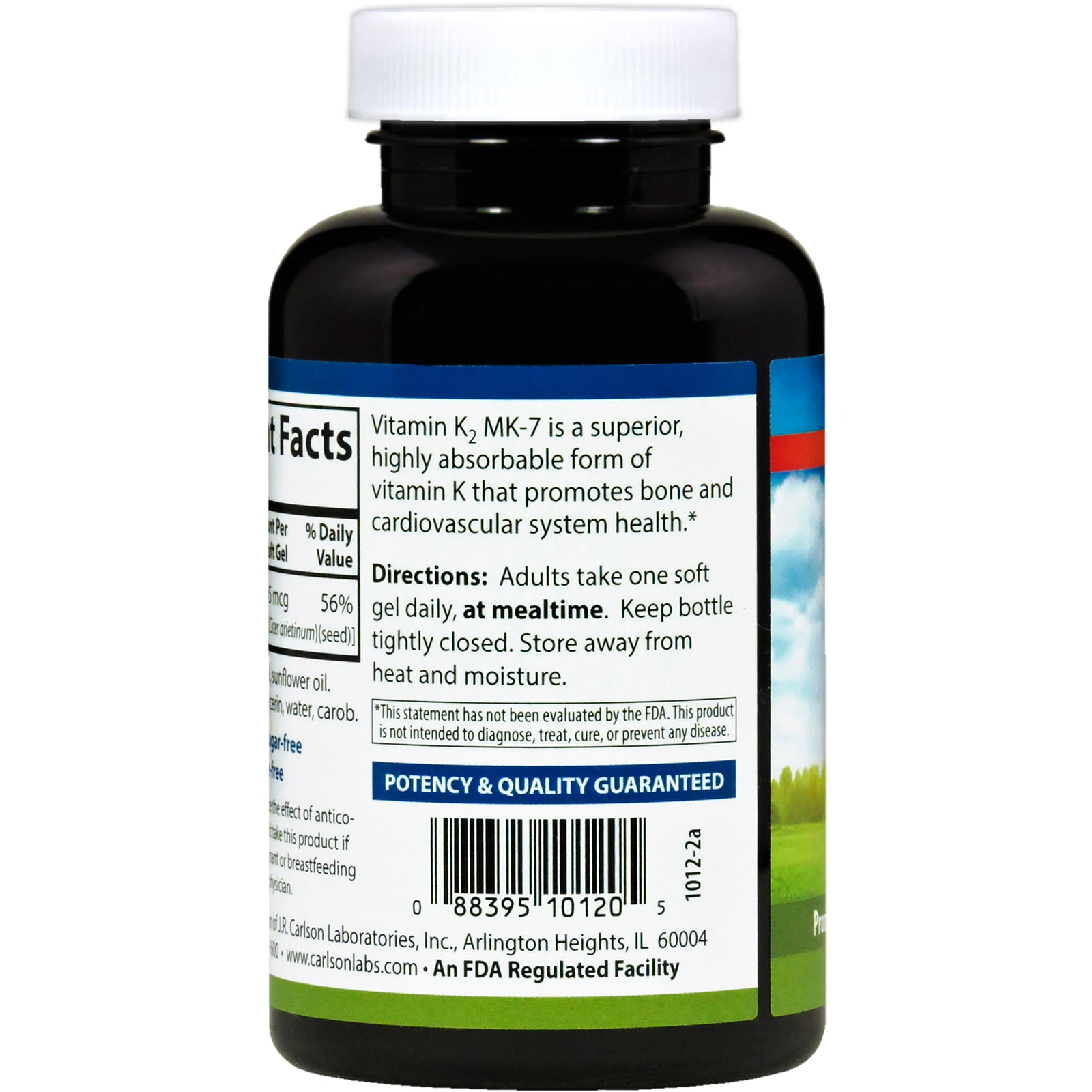 Carlson Laboratories Vitamin K2: MK7 (Menaquinone) 45mcg 180 Softgel