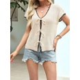 thumbnail image 4 of Women Summer Cable Knit Cardigan Sweater Tie Front V Neck Oversized Knitwear Color S, 4 of 8