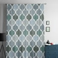 thumbnail image 5 of Green Grey Morocco Pattern Semi Sheer Curtains Drapes for Living Room,Bedroom,French Doors Window 84 Inches Long,Turquoise Modern Moroccan Geometric Rod Pocket Chiffon Curtain Drapery Voile Panel, 5 of 6