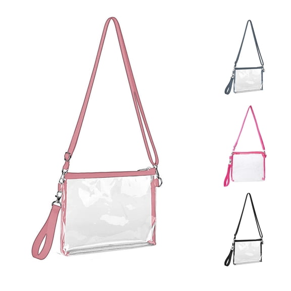CUZIBR Clear Crossbody Bag Transparent Shoulder Purse Black Zipper Detachable Adjustable Strap Hand Wrist Strap Small Storage Bag For Swimming Games Concert Vacation Daily Carry
