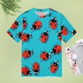 thumbnail image 4 of Ladybug Pattern Print Womens Tops Women's Fashion Casual Short Sleeve Flower Print Round Neck Pullover Top Blouse, 4 of 6
