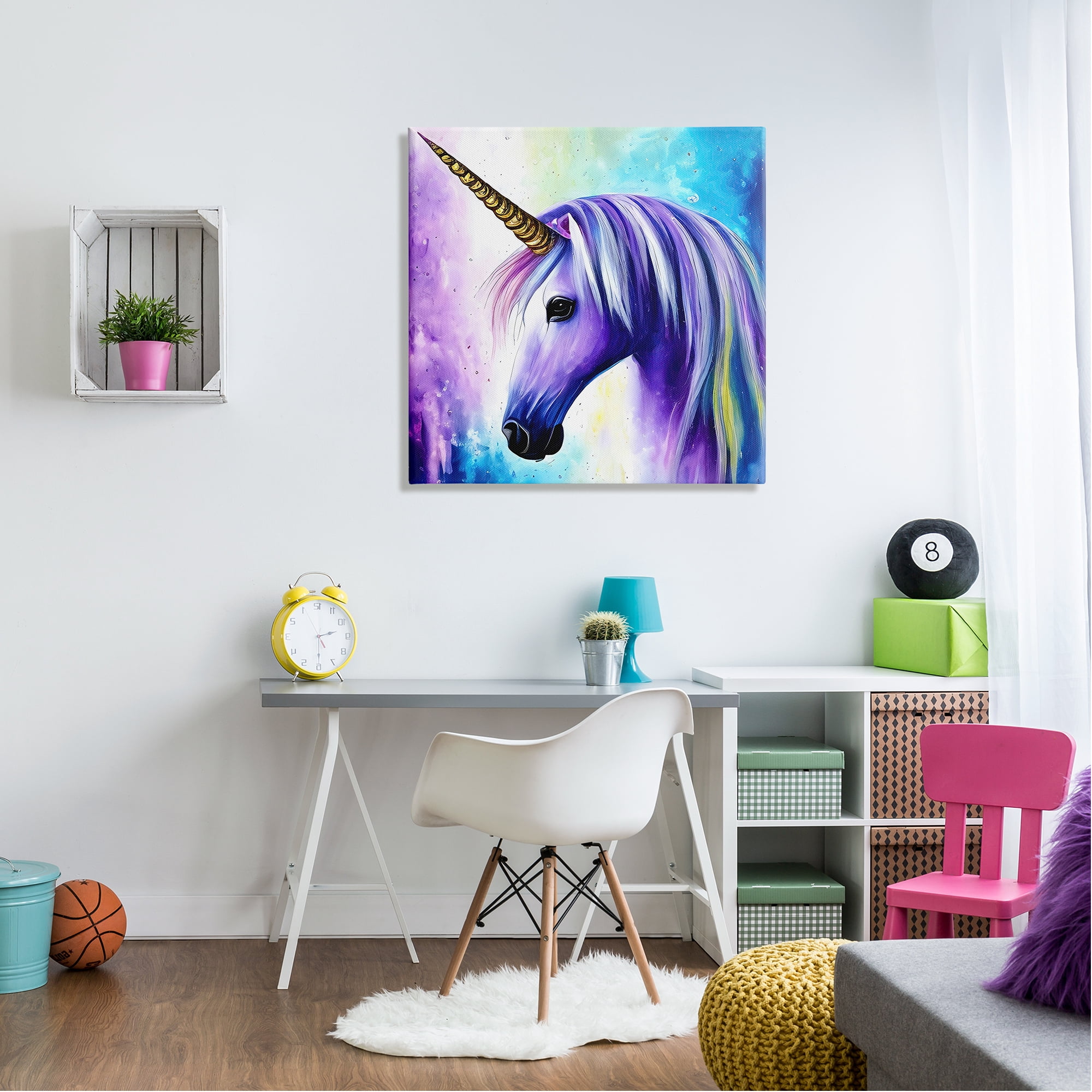 Stupell Industries Elegant Purple Unicorn Fairy Tales & Fantasy Painting Gallery Wrapped Canvas Art Print Wall Art, 30 x 30