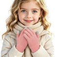 thumbnail image 5 of TKKCS Kids Knit Gloves Elastic Ribbed Cuff Warm Full Fingers Soft Stretchy Winter Gloves for Boys Girls Watermelon Red 3-8Years, 5 of 6