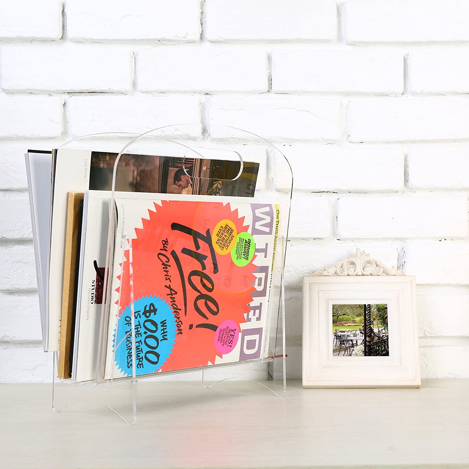 MyGift Modern Clear Acrylic Magazine Holder
