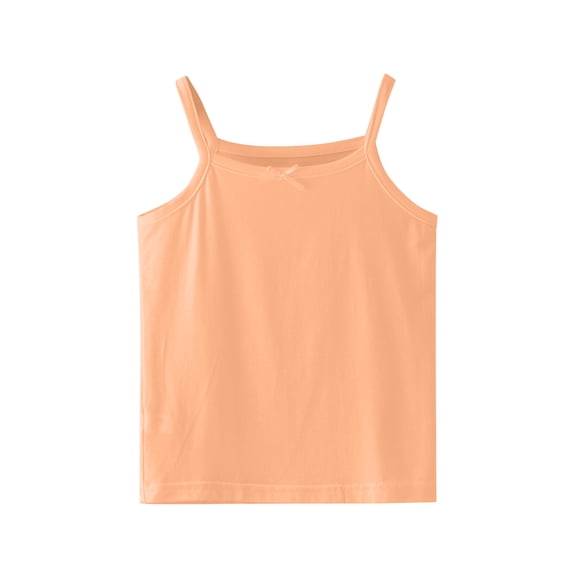 Karoyedx Kids Undershirts Toddler Tank Tops Girls Spaghetti Strap Ribbed Knit Sleeveless Casual Basic Cami Top Orange Size,2-3 Years