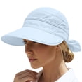 thumbnail image 2 of Women's 2 in 1 Sun Visor Hat with Zipper Off Top, Foldable Packable UV Protection Summer Cap, Ponytail Friendly for Beach Vacation or Daily Outdoor Wear Light Blue, 2 of 8