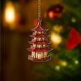 thumbnail image 3 of ViciArt Pagoda Christmas Ornament, Asian Architecture Holiday Decoration, Red Lantern Style, 3 of 4