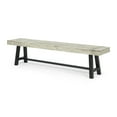 thumbnail image 3 of Marian Outdoor Acacia Wood Bench, Sandblast Light Gray Wash and Black Metal, 3 of 7