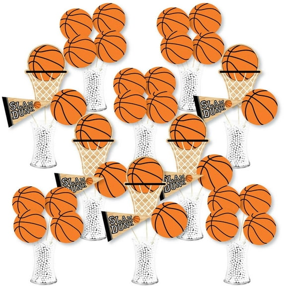 Big Dot of Happiness Nothin' but Net - Basketball - Baby Shower or Birthday Party Centerpiece Sticks - Showstopper Table Toppers - 35 Pieces