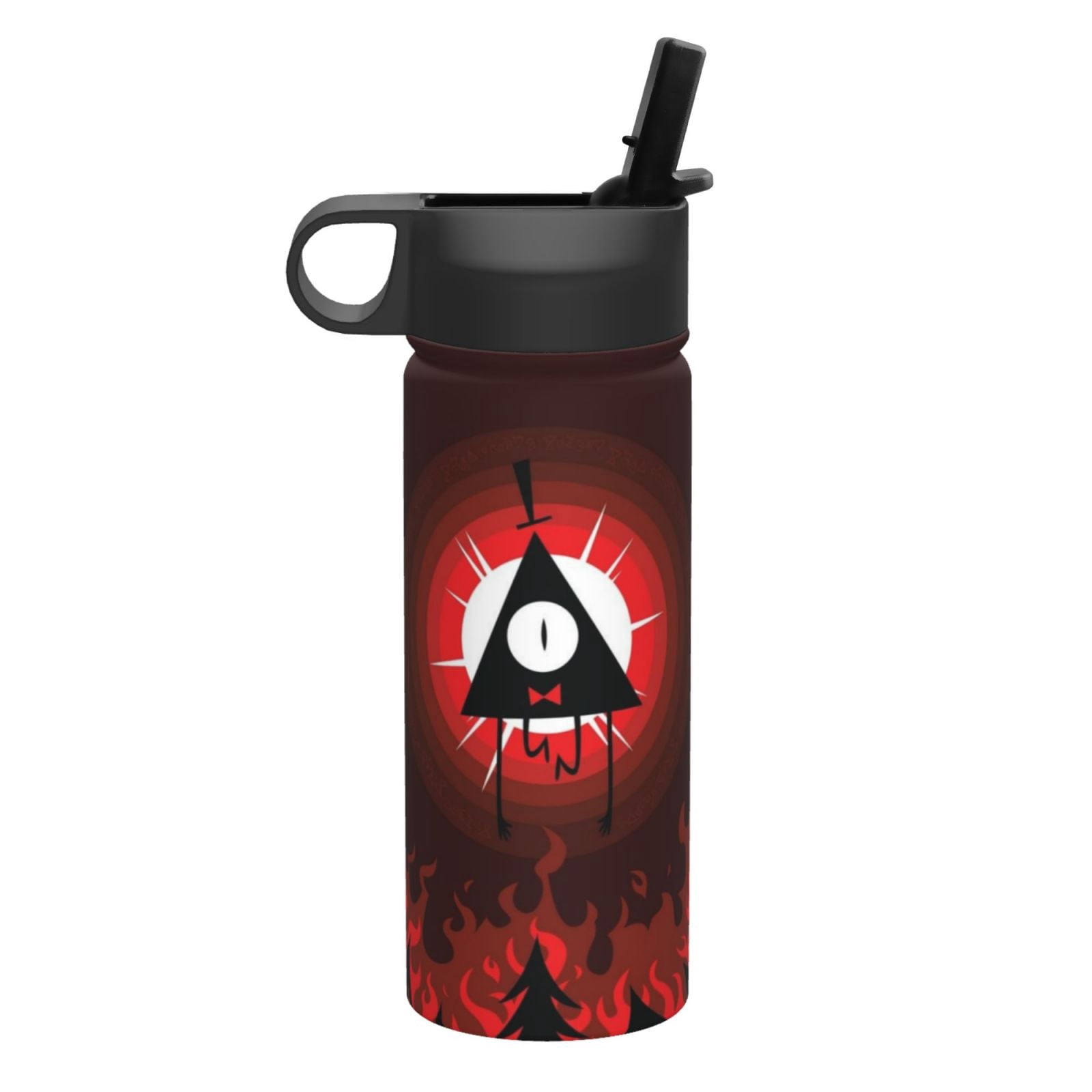 Bill Cipher 18 Oz Insulated Water Bottle Stainless Steel Vacuum Leak Proof Kettle with Straw Lid, Portable Cup for Travel Gym Outdoor Sports School