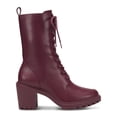 thumbnail image 2 of ALFANI Womens Burgundy Lace Up Pull Tab Goring Lug Sole Blaire Round Toe Block Heel Zip-Up Booties 8 M, 2 of 4