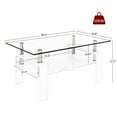 thumbnail image 3 of Living Room Decor Coffee Table, Gray Tempered Glass & , 39.2"l X 23.4"w 17.7"h, 220lb Max Load-bearing Modern Finish, 39.2"x23.4"x17.7", Weight Capacity, 3 of 6