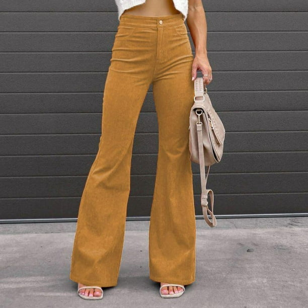 Pantalones Acampanados De Talle Alto Para Mujer Pantalones Acampanados Con Parte Inferior De Campana De Color Puro Para Otono E Invierno Elegantes Para El Trabajo Para La Oficina ANGGREK No Walmart