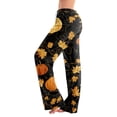 thumbnail image 2 of Girly Bow Pumpkin Halloween Pajama Pants for Women, Adjustable Drawstring Lounge Bottoms with Ghost & Web Print, Soft Polyester Sleep Trousers, 1 Pair Dark Gray S, 2 of 5