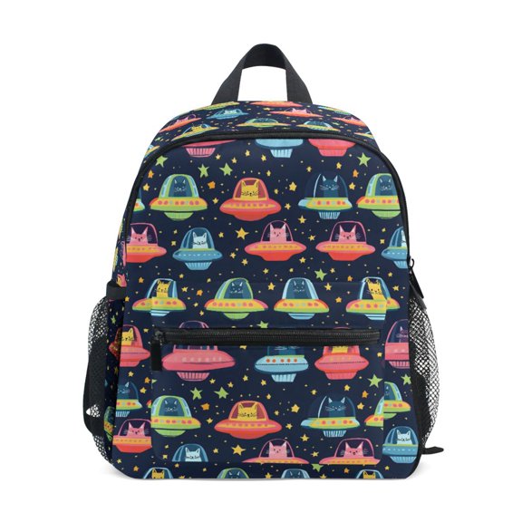 FORMRS Kids School Backpack with Front Zippered Pocket 12" Student Travel Daypack, Cartoon Space Cat