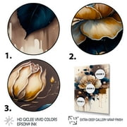 Designart Brown And Blue Rose Design Canvas Wall Art