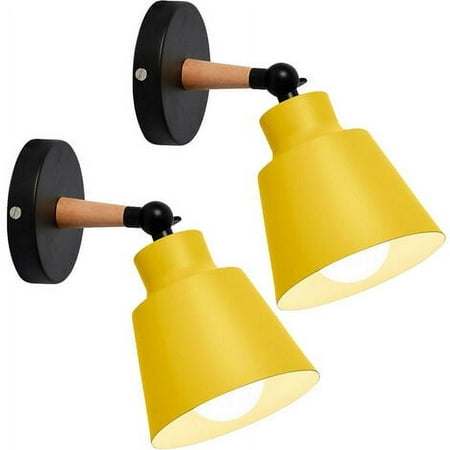 

Set of 2 Modern Industrial Metal Wall Light Fixtures E27 Edison Loft Lamp for Cafe Bar Hallway Dining Room Living Room Bedroom (Yellow) Depato
