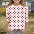 thumbnail image 3 of Ugoldhm Girls Tees Polka Dot Crewneck 3/4 Sleeve Shirts Summer Fall Tunic Tops Sizes 3-12, 3 of 6