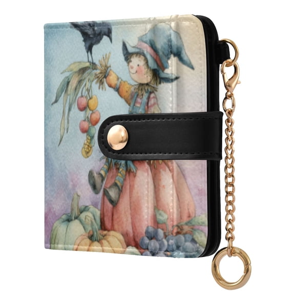 Qxltty Scarecrow Ladies Wallet Rfid Slim Thin Compact Credit Card Women Wallet Zipper Coin Pocket and ID Window for Female Gifts