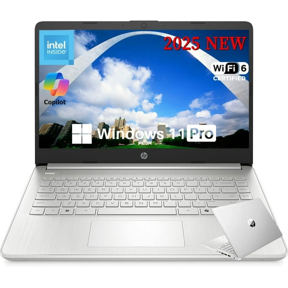 HP 14 Inch Business Student Laptop Computer, Intel N150 Processor, 8GB RAM, 384GB Storage(128GB UFS 256GB MSD), Wi-Fi 6, Copilot AI, Webcam, Office Pro Lifetime, Windows 11 Pro, w/Accessories