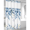 thumbnail image 2 of No Hook Shower Curtain with Snap-in Liner, Blue Eucalyptus Waterproof Fabric Bathroom Curtains, Watercolor Spring Weeping Botanical Bath Curtains & Mesh Top Window Stand Up Stall 36"x72", 2 of 9
