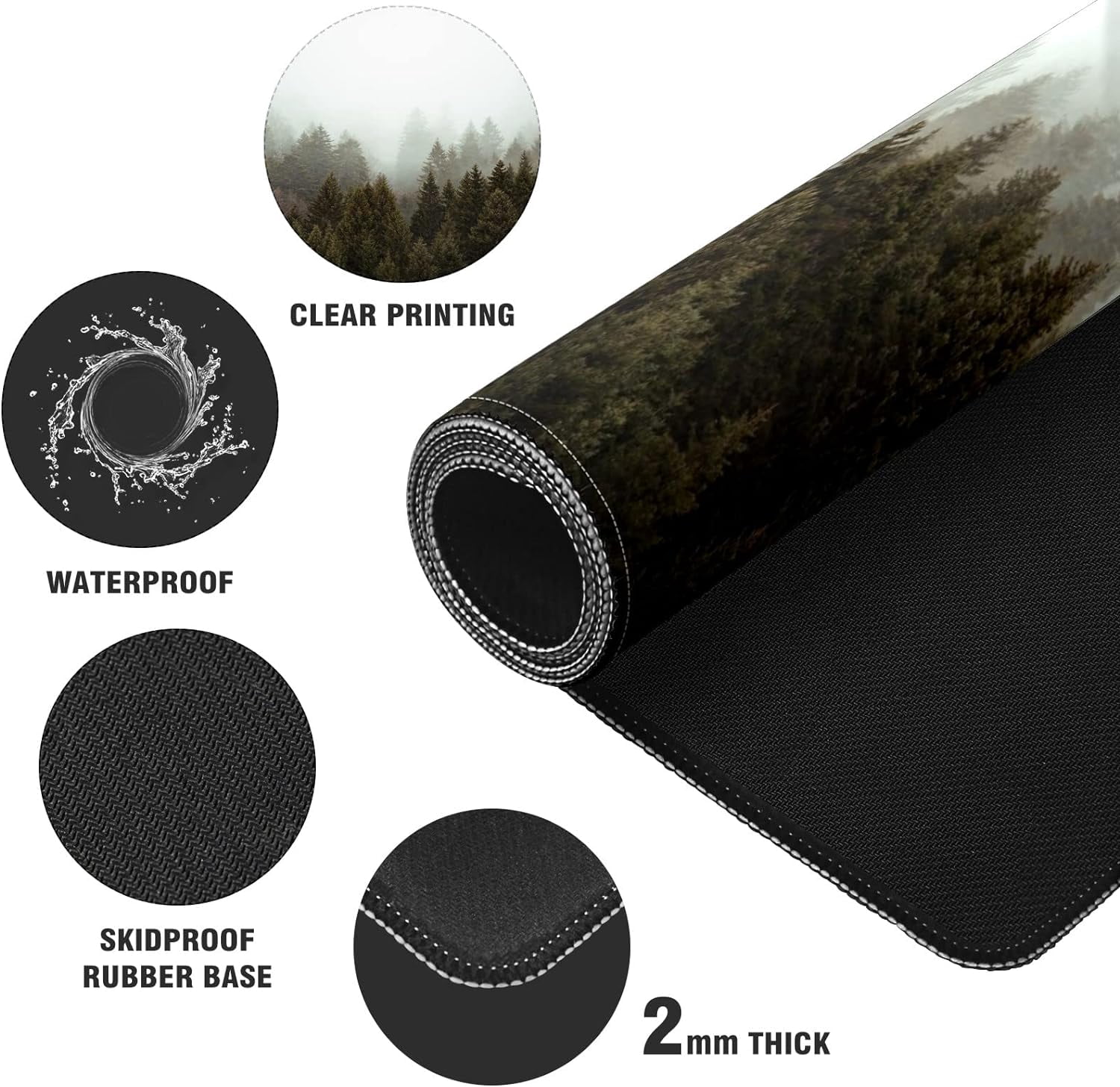 Trees Forest Desk Mat, Desk Accessory, Cute Workspace, Trendy Workspace, Trendy, 35.4x15.7in Large Gaming Mouse Pad, Cute Desk Topper, Pretty Desk Pad