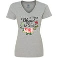 thumbnail image 3 of Inktastic Blessed to Be a Mom with Pink Flowers Women's V-Neck T-Shirt, 3 of 5